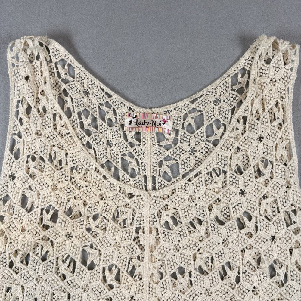 Lady Noiz Women's Crochet Lace Tank Top Boho Lagenlook Fits L/XL